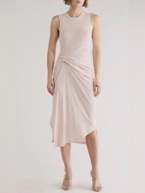 All Saints Pink Sleeveless Ruched Midi Dress size US 2 NWOT